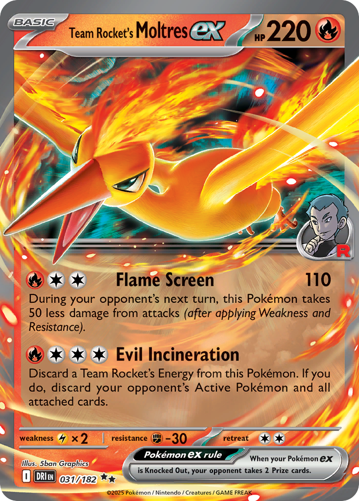 Team Rocket's Moltres ex 031/182 Double Rare Destined Rivals NM/M