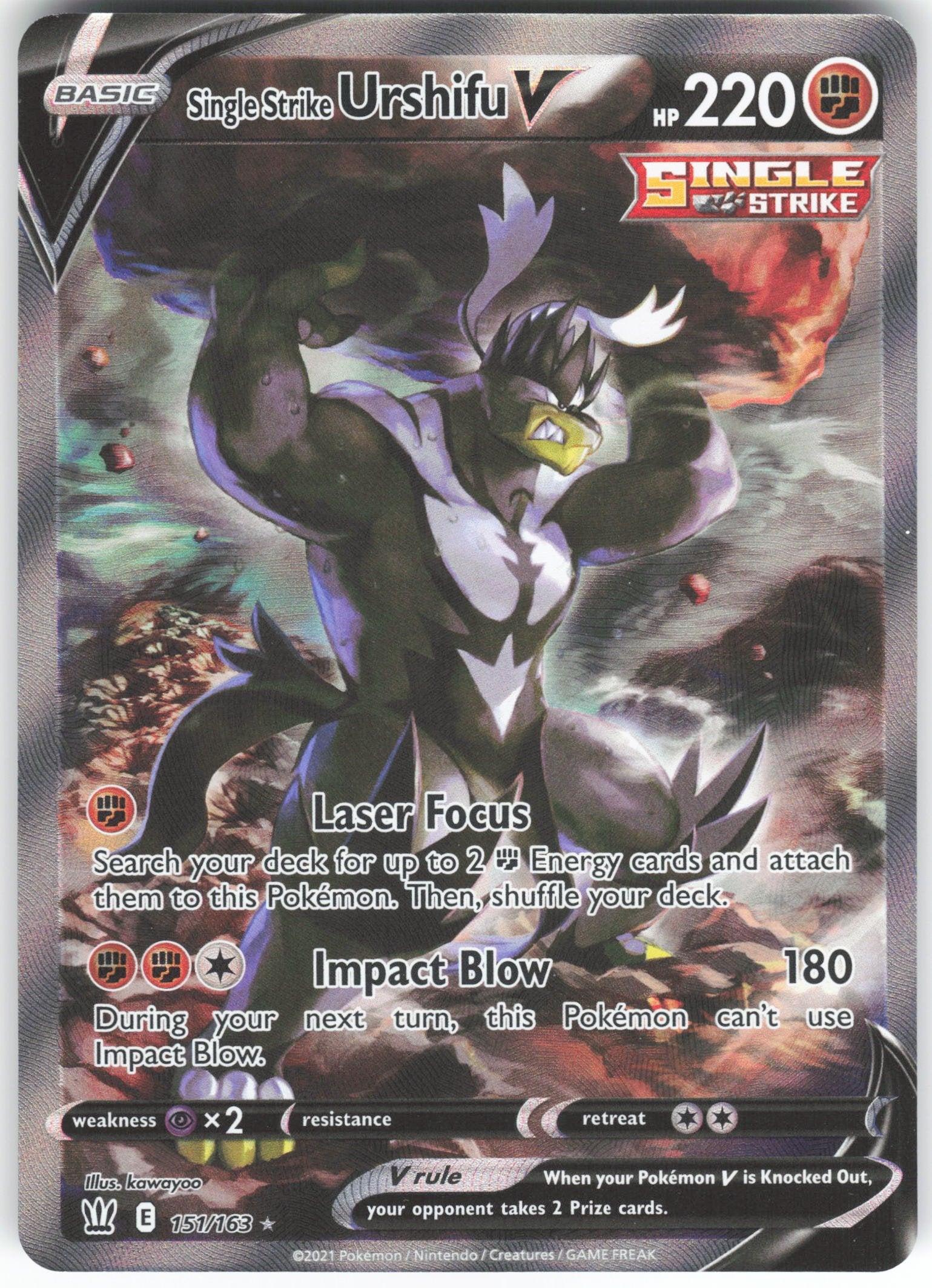 Single Strike Urshifu V (Alternate Full Art) Ultra Rare SWSH05: Battle Styles 151/163 NM