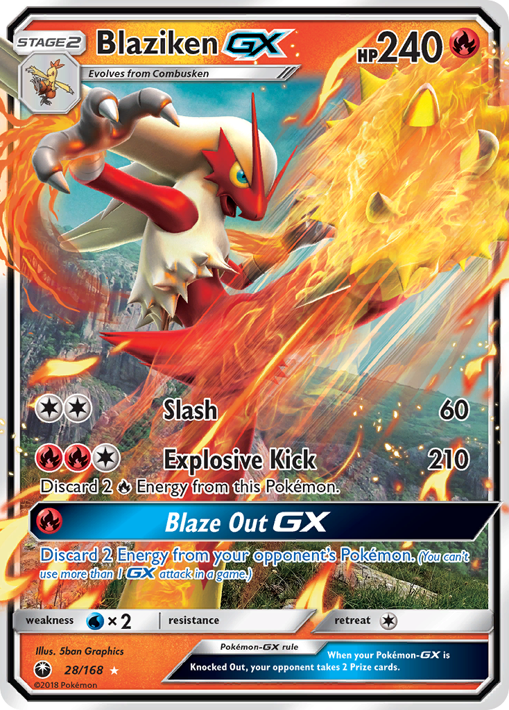 Blaziken GX 28/168 GX Rare Celestial Storm Holo NM/M