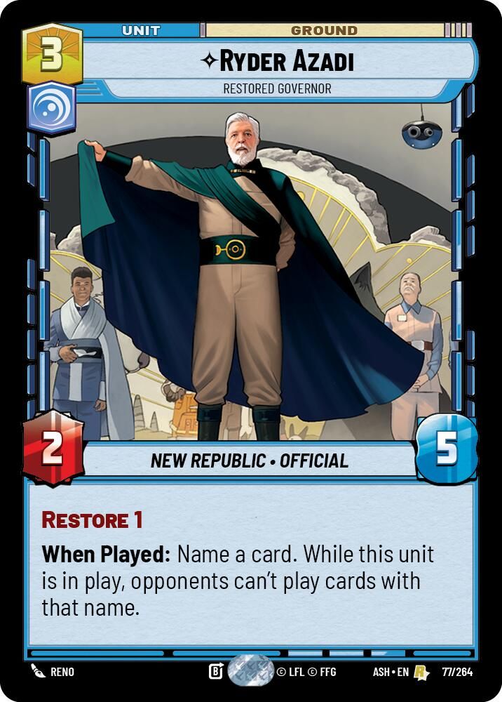 Ryder Azadi - Restored Governor 77/264 Rare Ashes of the Empire NM/M