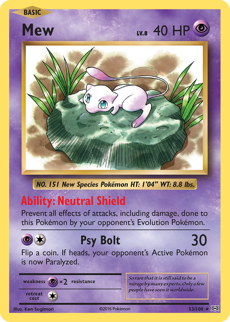 Mew 53/108 Rare Evolutions Holo NM/M