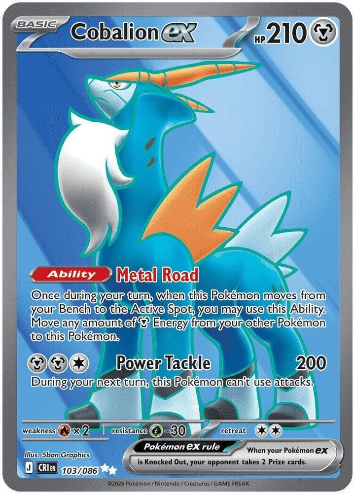 Cobalion ex 103/086 Ultra Rare Chaos Rising NM/M