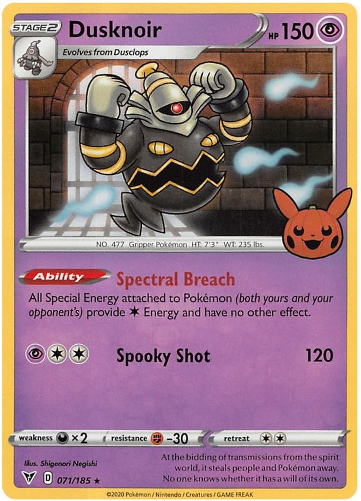 Dusknoir 071/185 Holo Rare Trick or Trade BOOster 2023 NM/LP