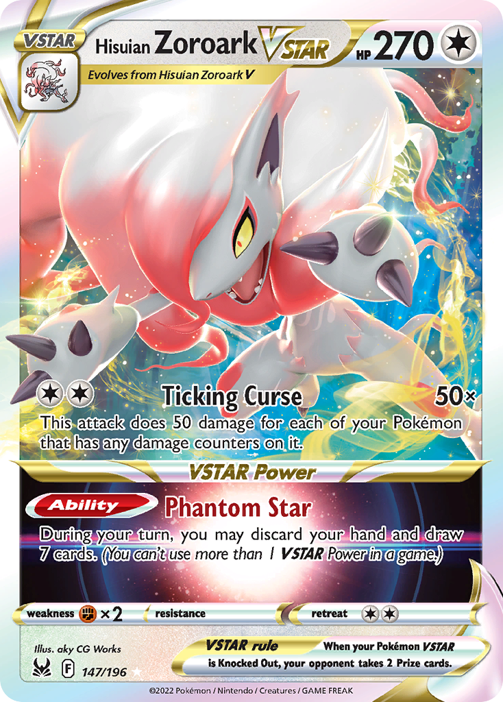 Hisuian Zoroark VSTAR 147/196 VSTAR Rare Lost Origin Holo NM/M