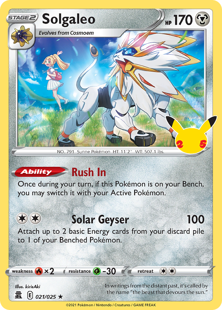 Solgaleo 021/025 Rare Celebrations Holo NM/LP