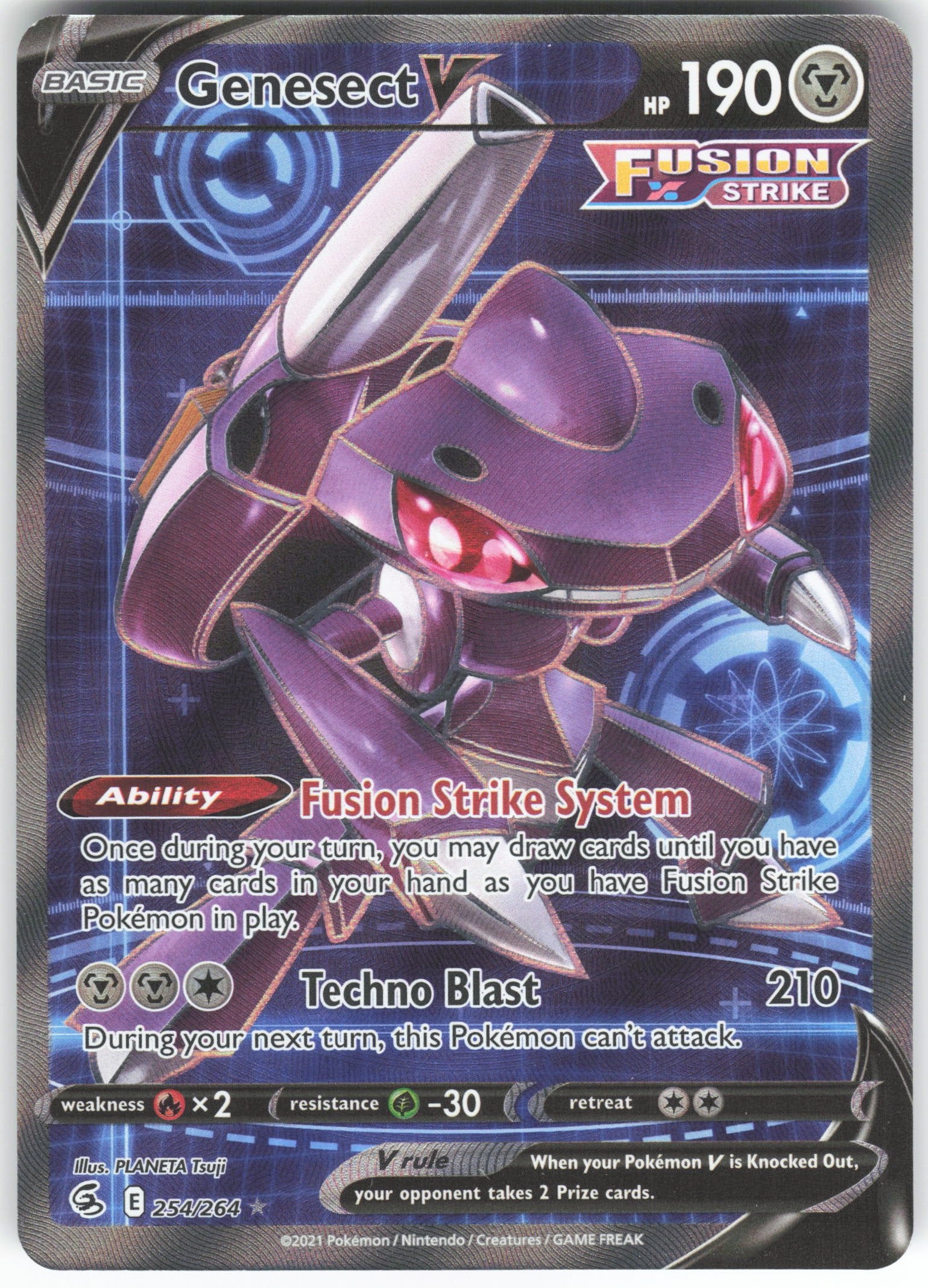 Genesect V (Full Art) Ultra Rare SWSH08: Fusion Strike 254/264 NM