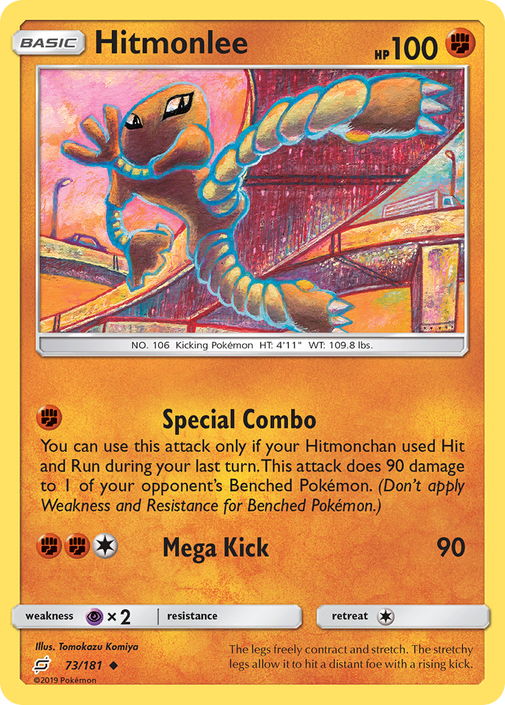 Hitmonlee 73/181 Uncommon Reverse Holo Team Up NM/LP