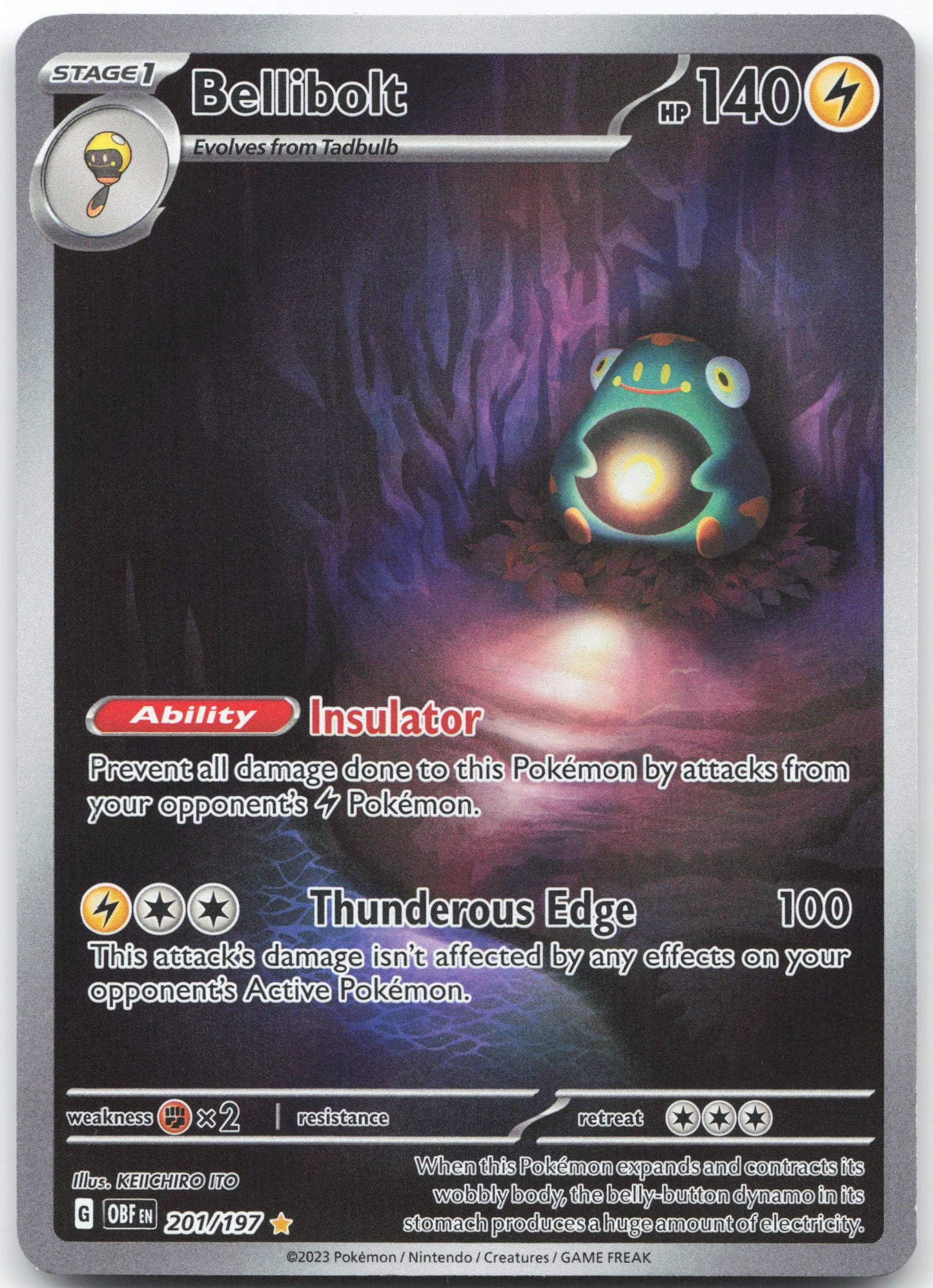 Bellibolt - Illustration Rare SV03: Obsidian Flames 201/197 NM