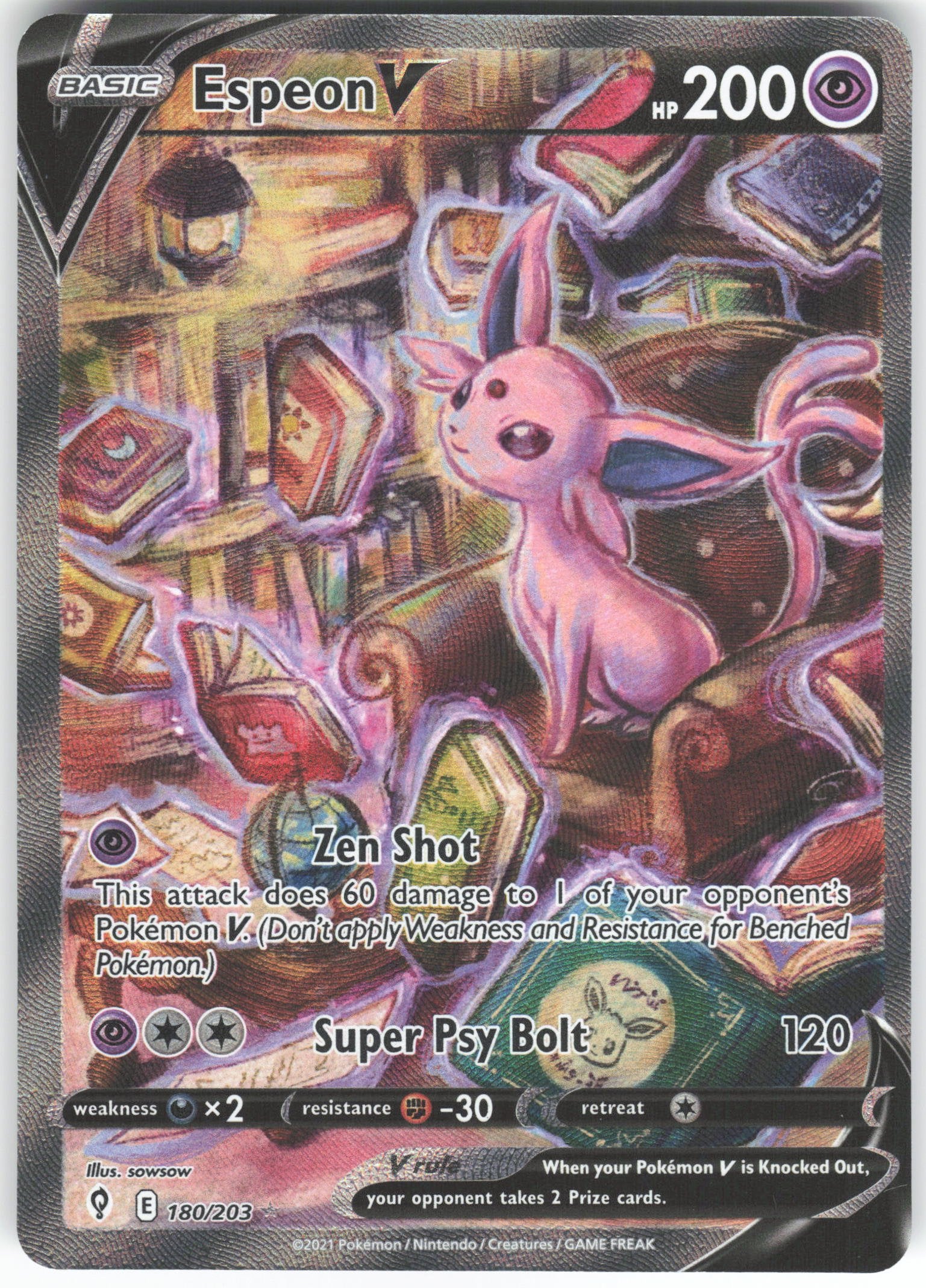 Espeon V (Alternate Full Art) Ultra Rare SWSH07: Evolving Skies 180/203 NM