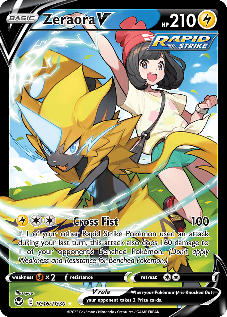 Zeraora V TG16/TG30 V Rare Silver Tempest Trainer Gallery Holo NM/M