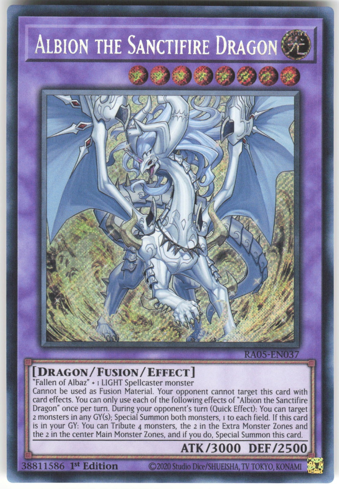 Albion the Sanctifire Dragon (Secret Rare) Secret Rare Rarity Collection 5 RA05-EN037 NM