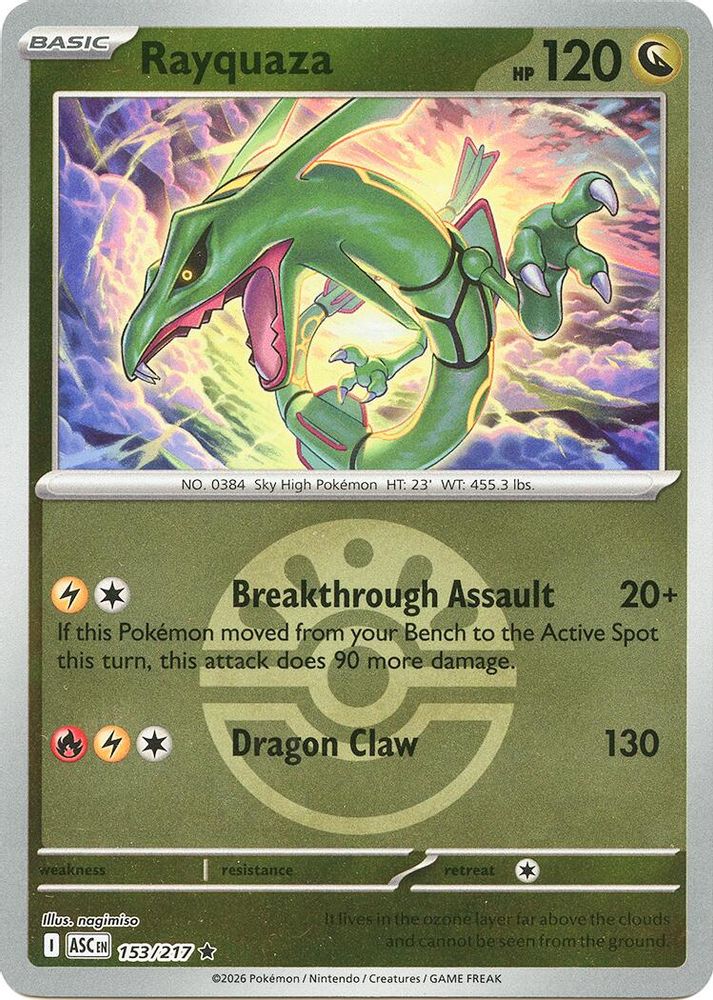 Rayquaza (Friend Ball) 153/217 Rare Reverse Holo Ascended Heroes NM/M