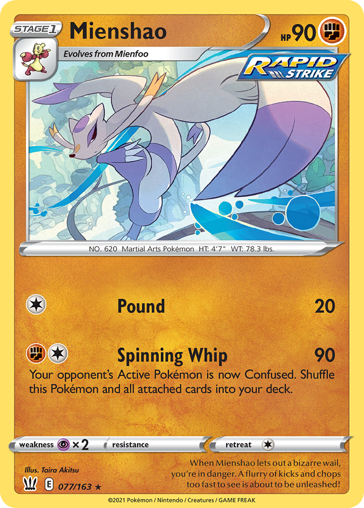 Mienshao 077/163 Rare Reverse Holo Battle Styles NM/LP