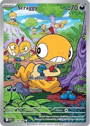 Scraggy 138/086 Illustration Rare White Flare Holo NM/M