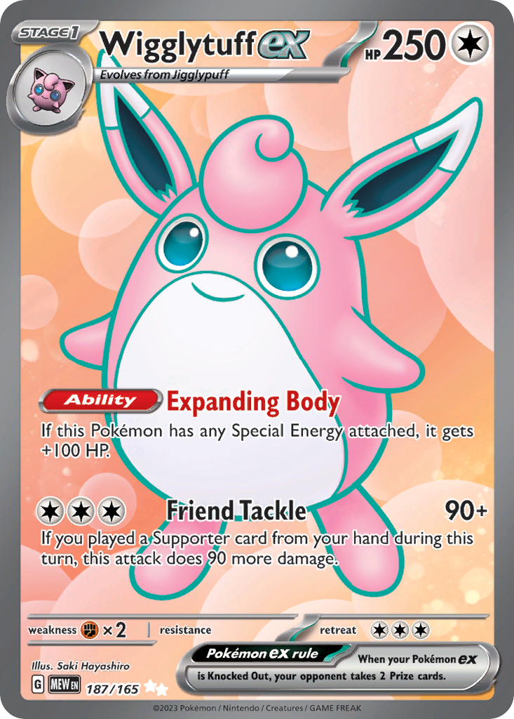 Wigglytuff ex 187/165 Ultra Rare 151 NM/M