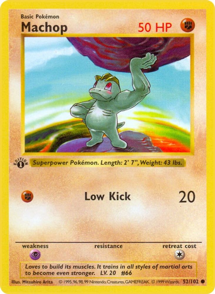Machop 52/102 Common Base Set Unlimited Shadowless NM/M