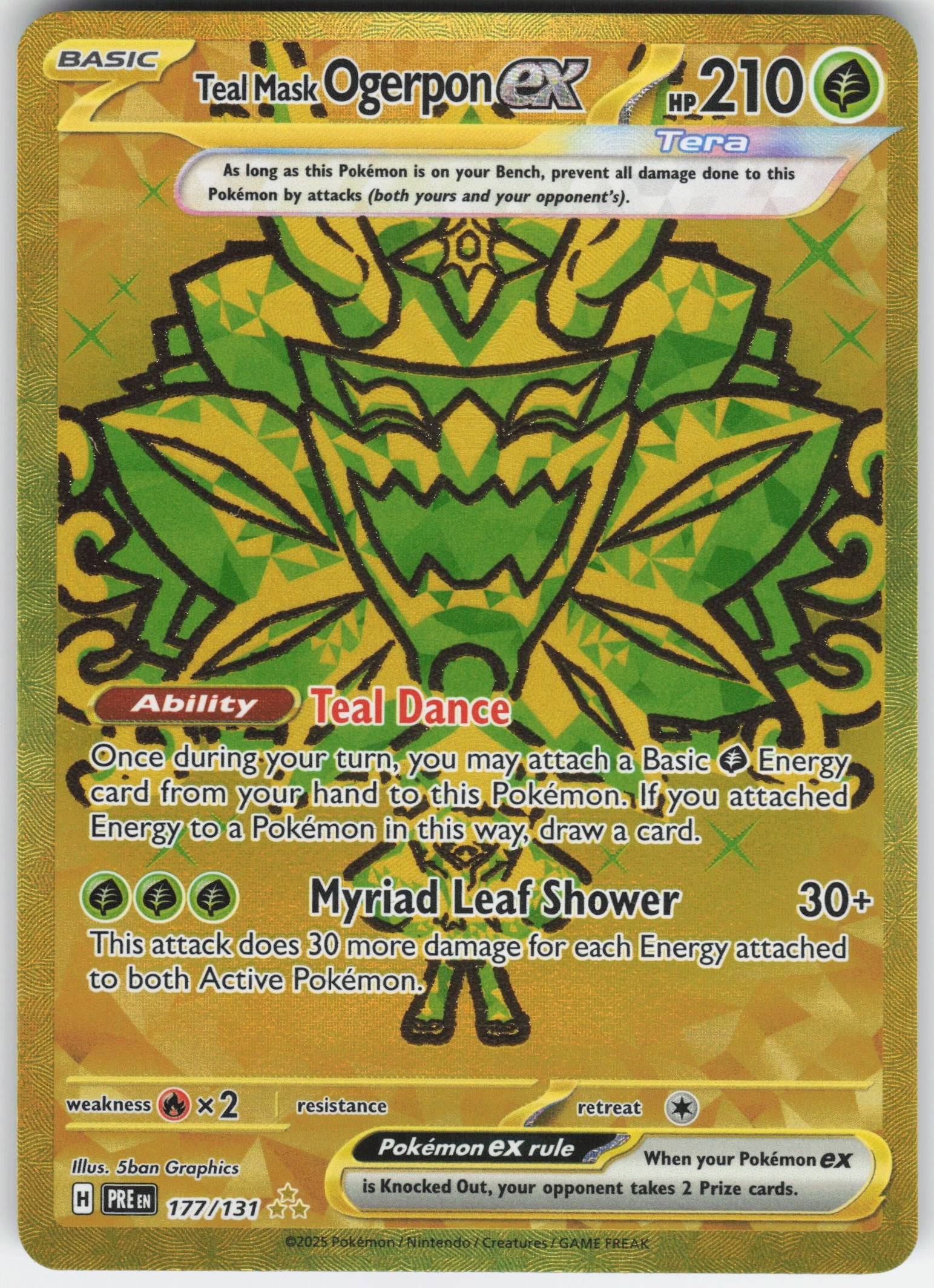 Teal Mask Ogerpon ex - Hyper Rare SV: Prismatic Evolutions 177/131 NM