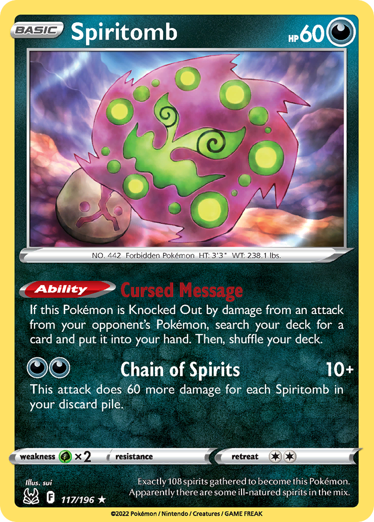 Spiritomb 117/196 Rare Reverse Holo Lost Origin NM/LP