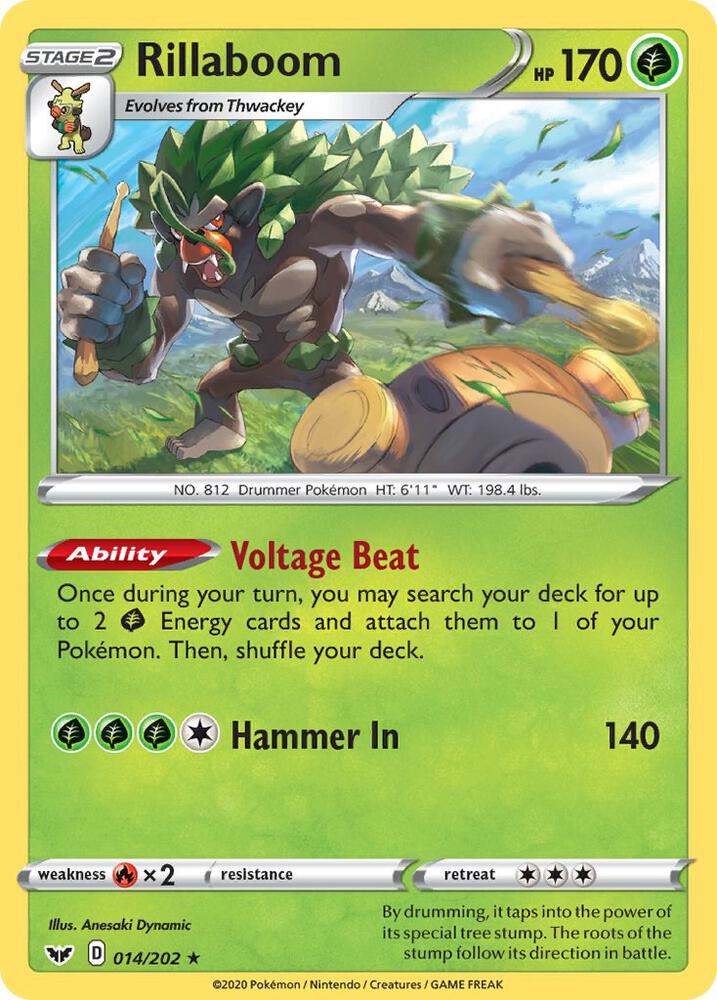 Rillaboom 014/202 Rare Sword & Shield Holo NM/LP