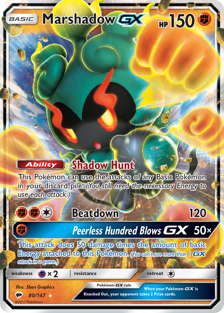 Marshadow GX 80/147 GX Rare Burning Shadows Holo NM/M