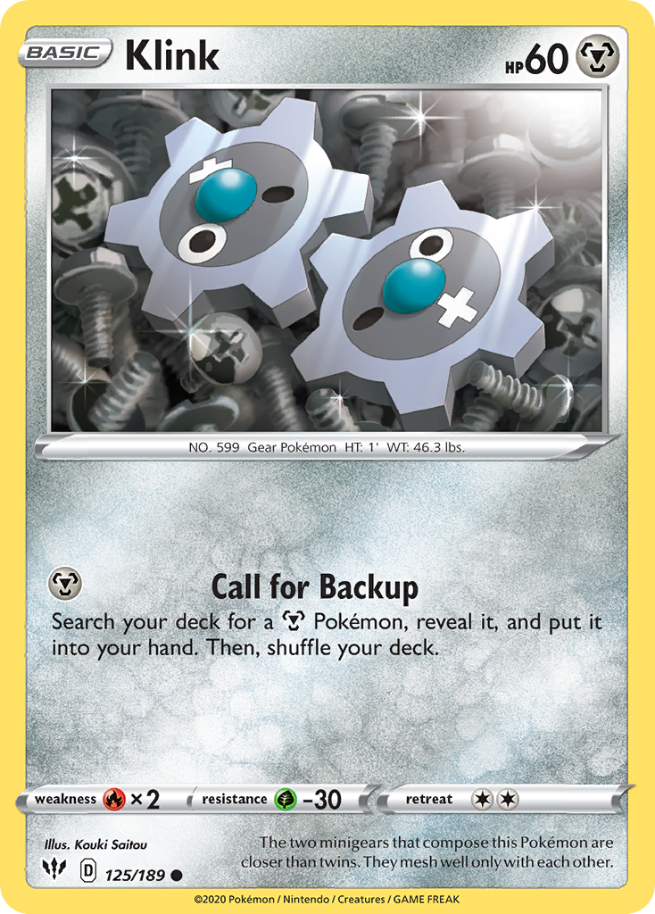 Klink 125/189 Common Reverse Holo Darkness Ablaze NM/LP
