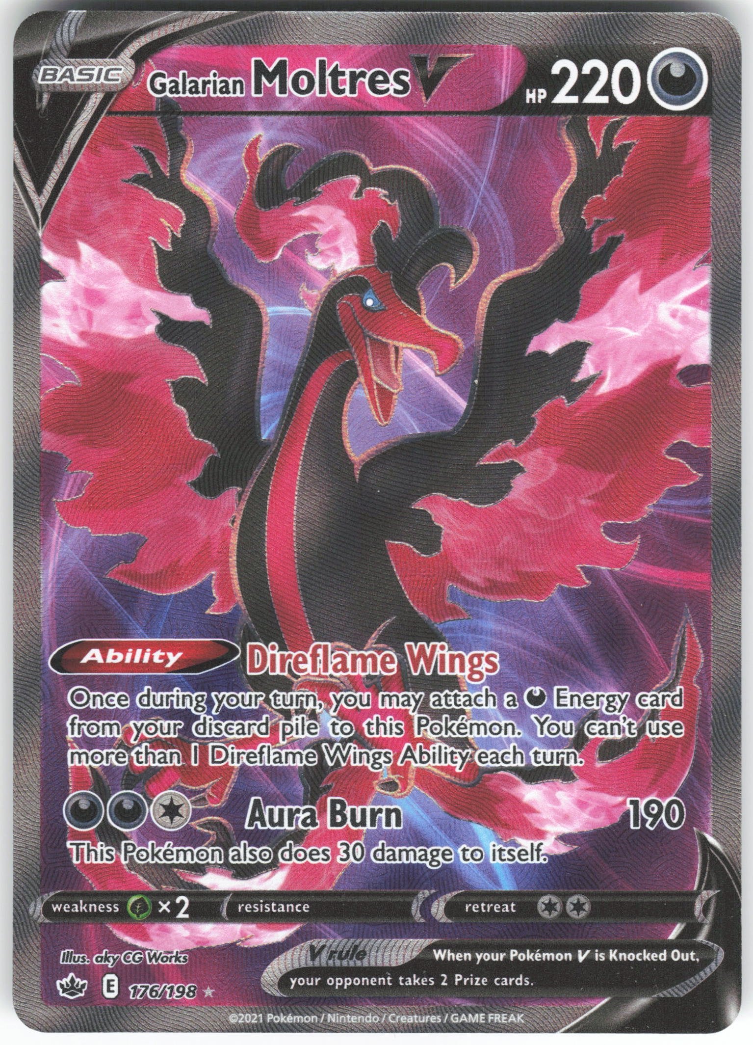 Galarian Moltres V (Full Art) Ultra Rare SWSH06: Chilling Reign 176/198 NM