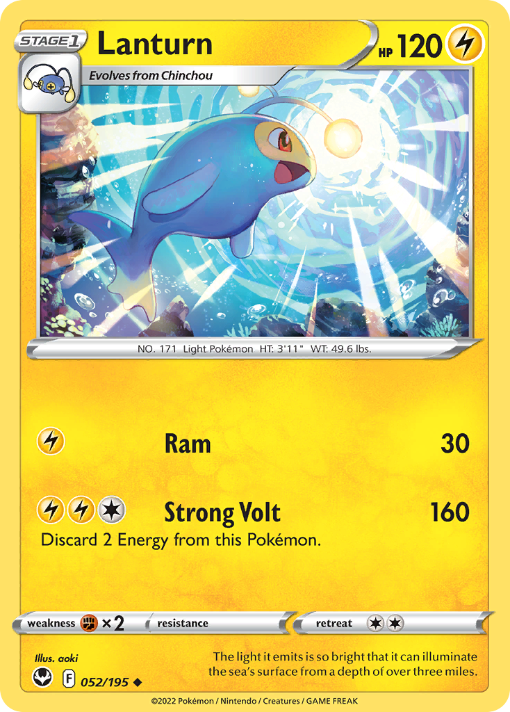 Lanturn 052/195 Uncommon Reverse Holo Silver Tempest NM/LP