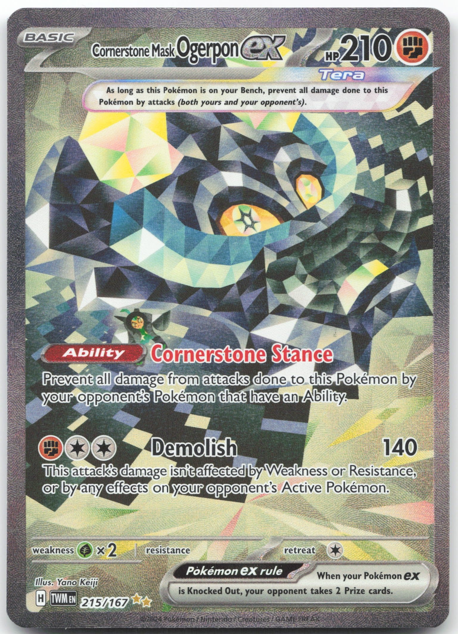 Cornerstone Mask Ogerpon ex - Special Illustration Rare SV06: Twilight Masquerade 215/167 NM