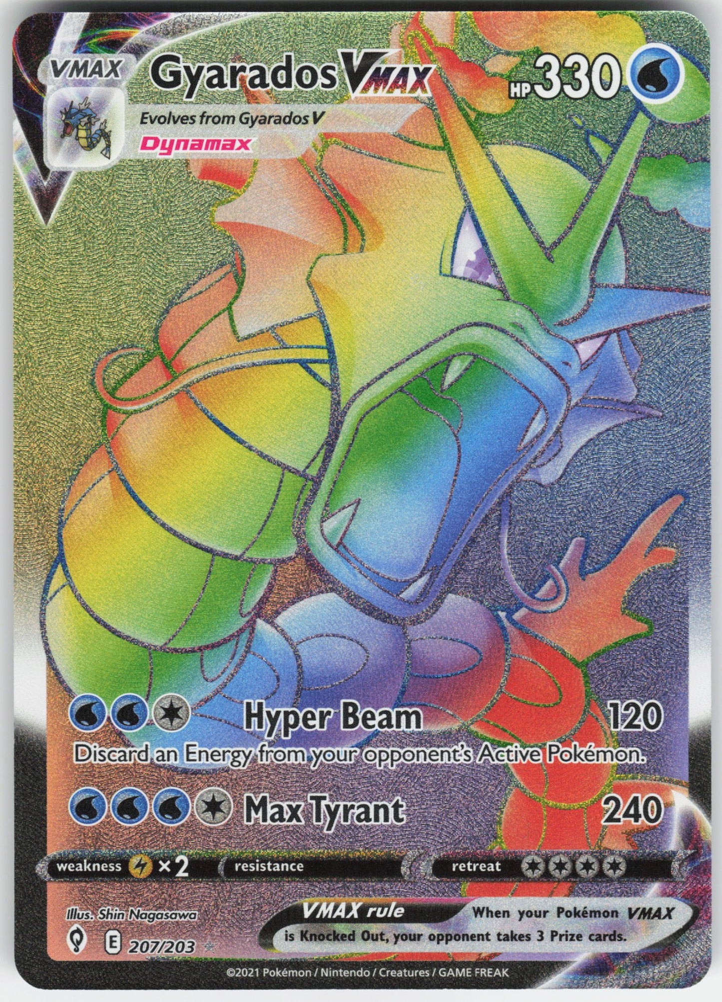 Gyarados VMAX (Secret) Secret Rare SWSH07: Evolving Skies 207/203 NM