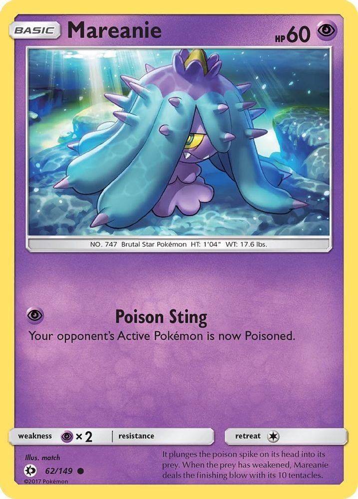 Mareanie 62/149 Common Reverse Holo SM Base Set NM/LP