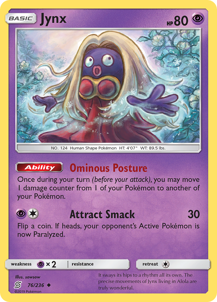 Jynx 76/236 Uncommon Reverse Holo Unified Minds NM/LP