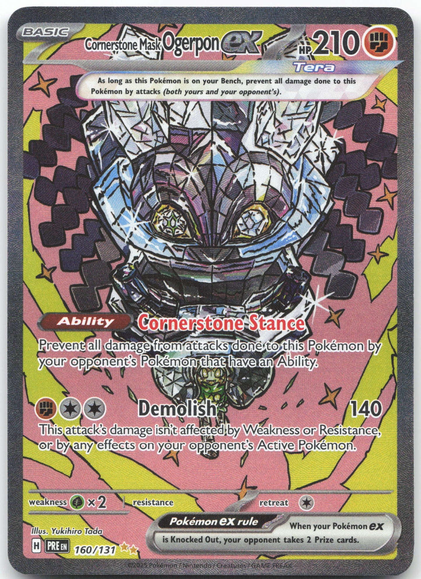 Cornerstone Mask Ogerpon ex - Special Illustration Rare SV: Prismatic Evolutions 160/131 NM