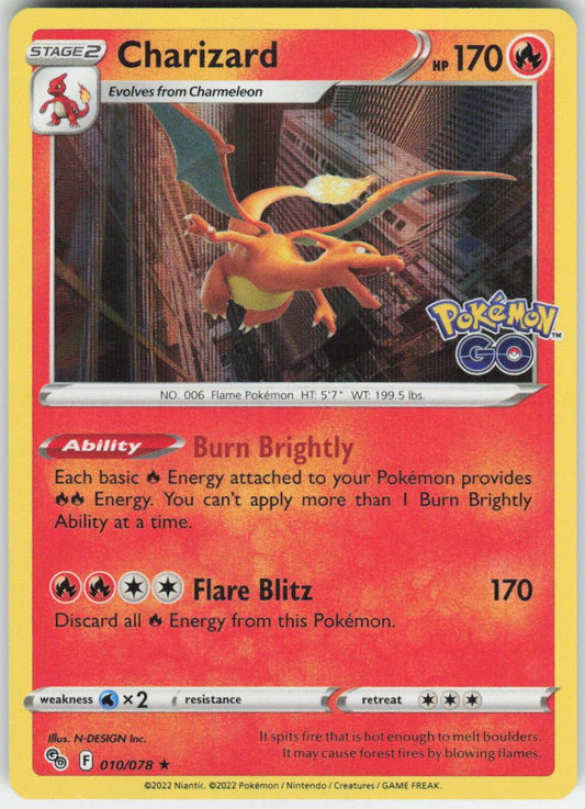 Charizard Holo Rare Pokemon GO 010/078 NM (Back)