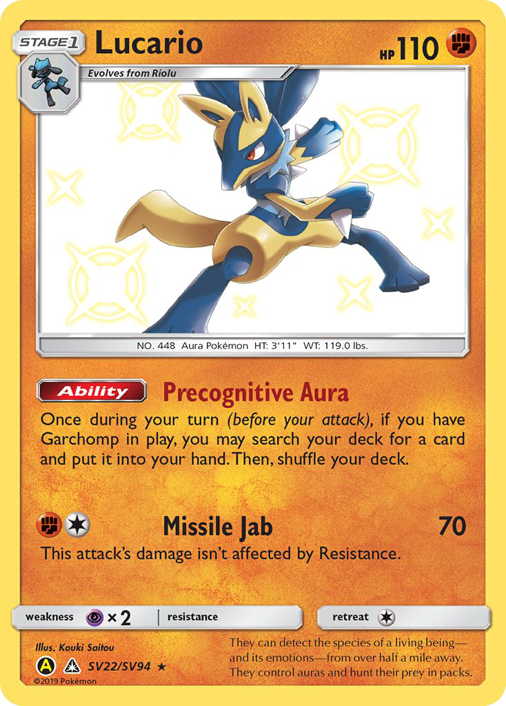 Lucario SV22/SV94 Shiny Rare Hidden Fates Shiny Vault NM/M