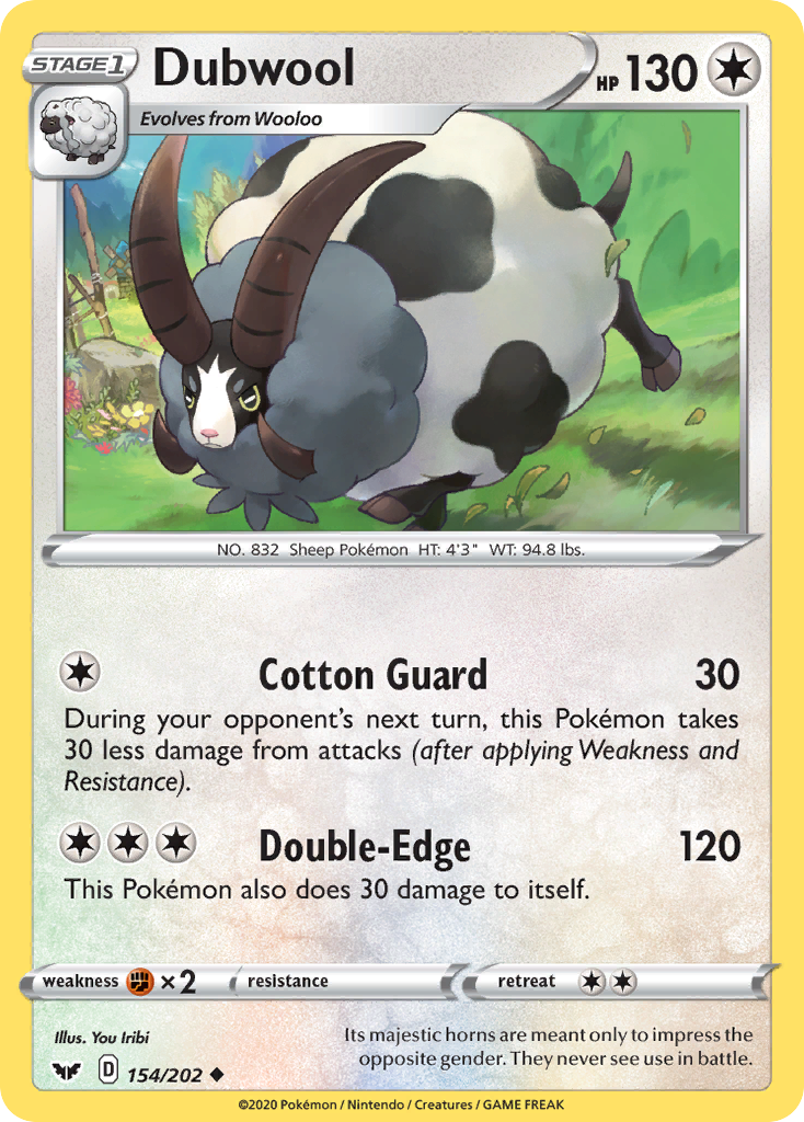 Dubwool 154/202 UnCommon Reverse Holo Reverse Holo Sword & Shield NM/LP