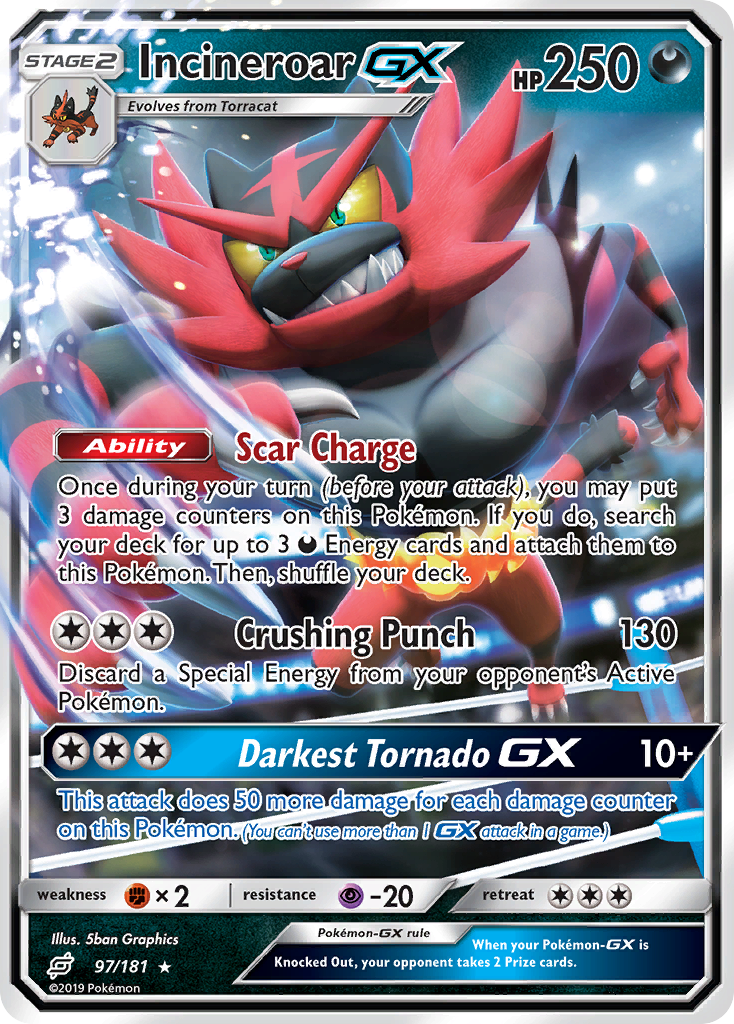 Incineroar GX 97/181 GX Rare Team Up Holo NM/M