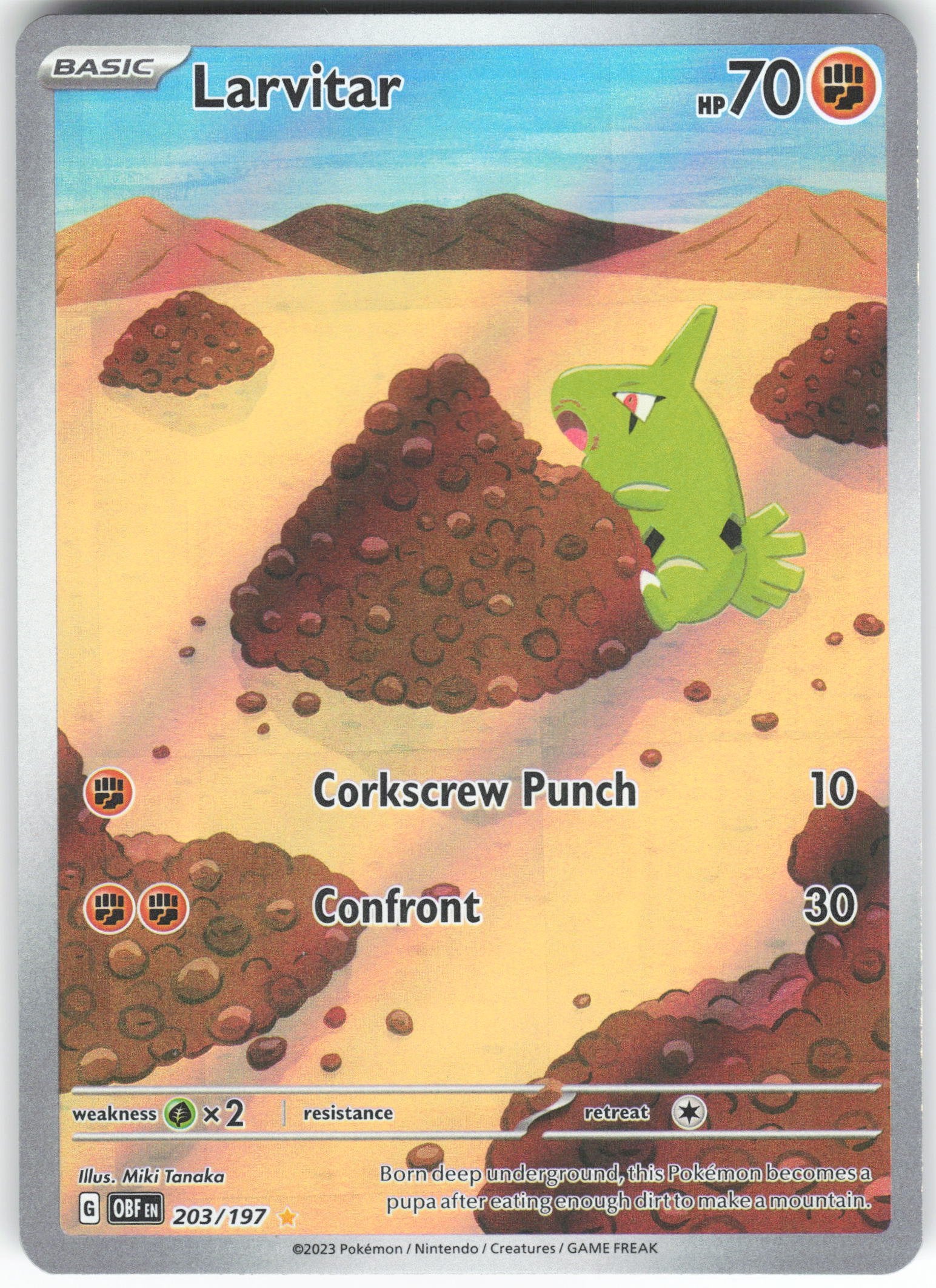 Larvitar - Illustration Rare SV03: Obsidian Flames 203/197 NM