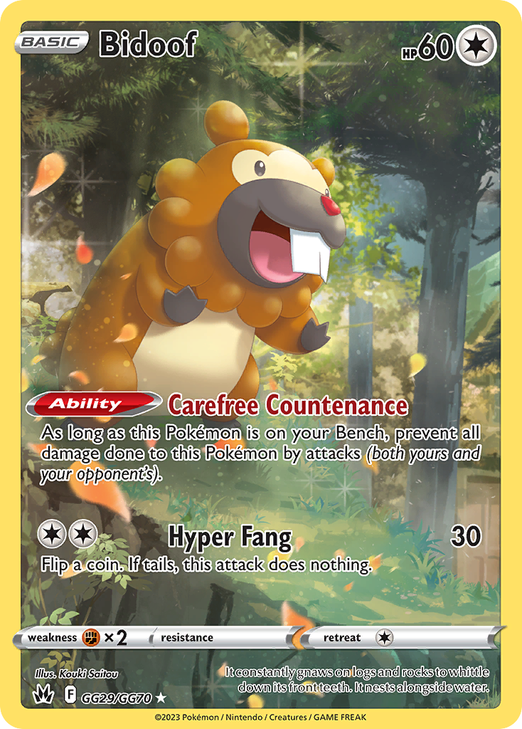 Bidoof GG29/GG70 Trainer Gallery Rare Crown Zenith Galarian Gallery Holo NM/M