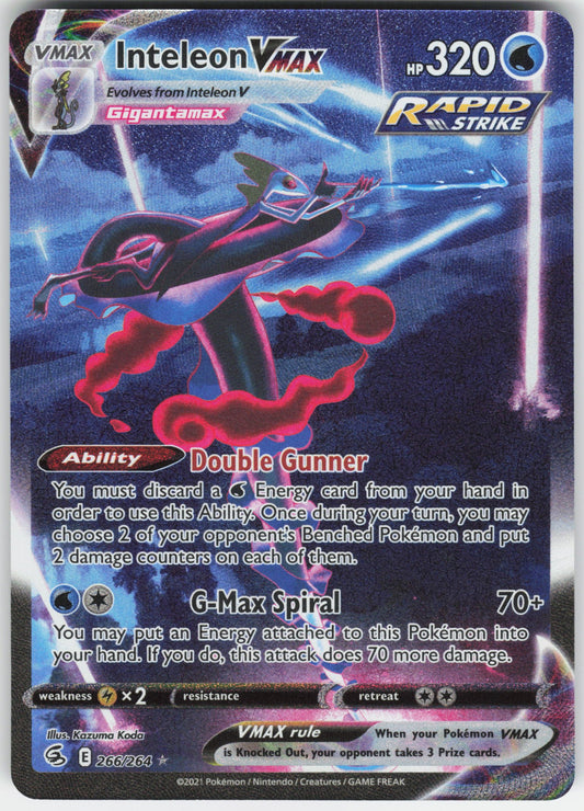 Inteleon VMAX (Alternate Art Secret) Secret Rare SWSH08: Fusion Strike 266/264 NM