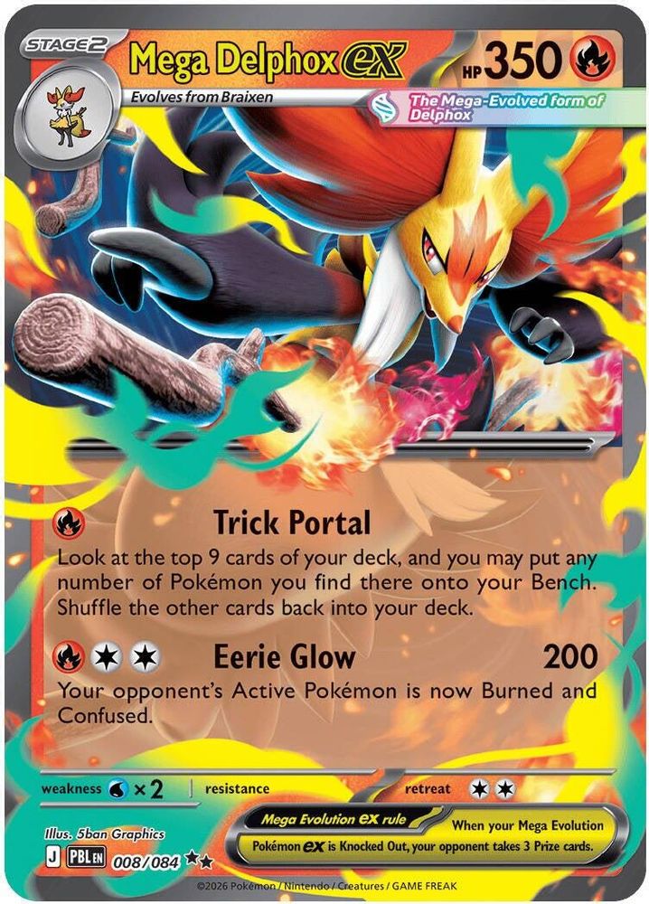 Mega Delphox ex 008/084 Double Rare Holo Pitch Black NM/M