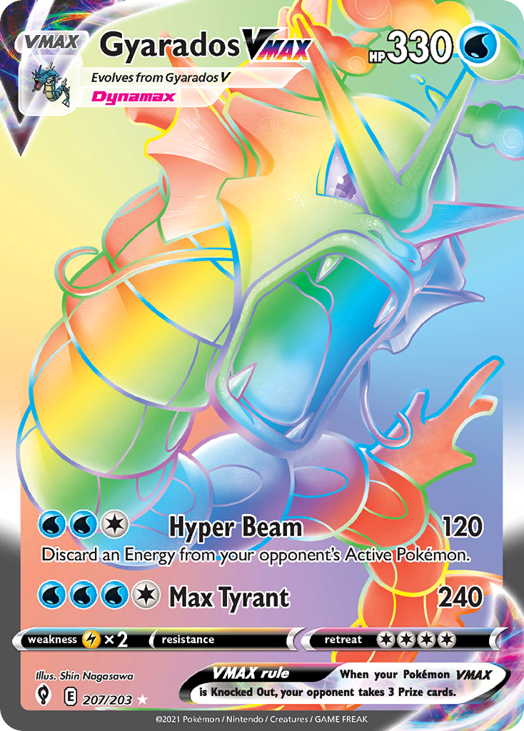 Gyarados VMAX 207/203 Rainbow Rare Evolving Skies NM/M