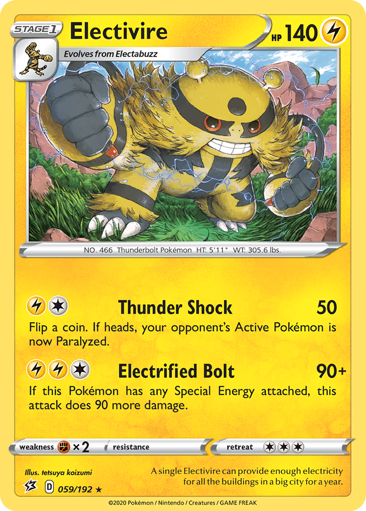 Electivire 059/192 Rare Reverse Holo Rebel Clash NM/LP