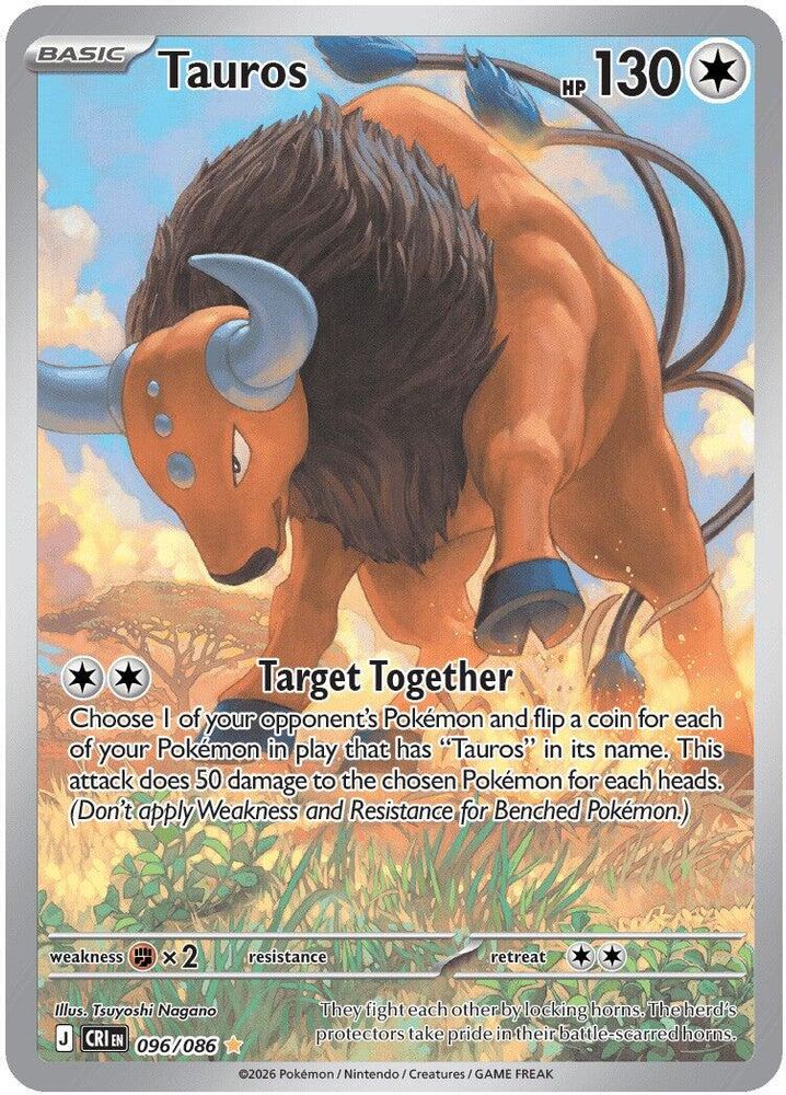 Tauros 096/086 Illustration Rare Chaos Rising Holo NM/M