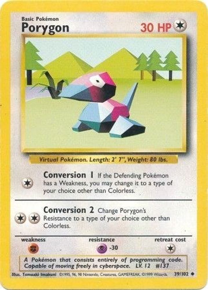 Porygon 39/102 Uncommon Base Set Unlimited NM/M