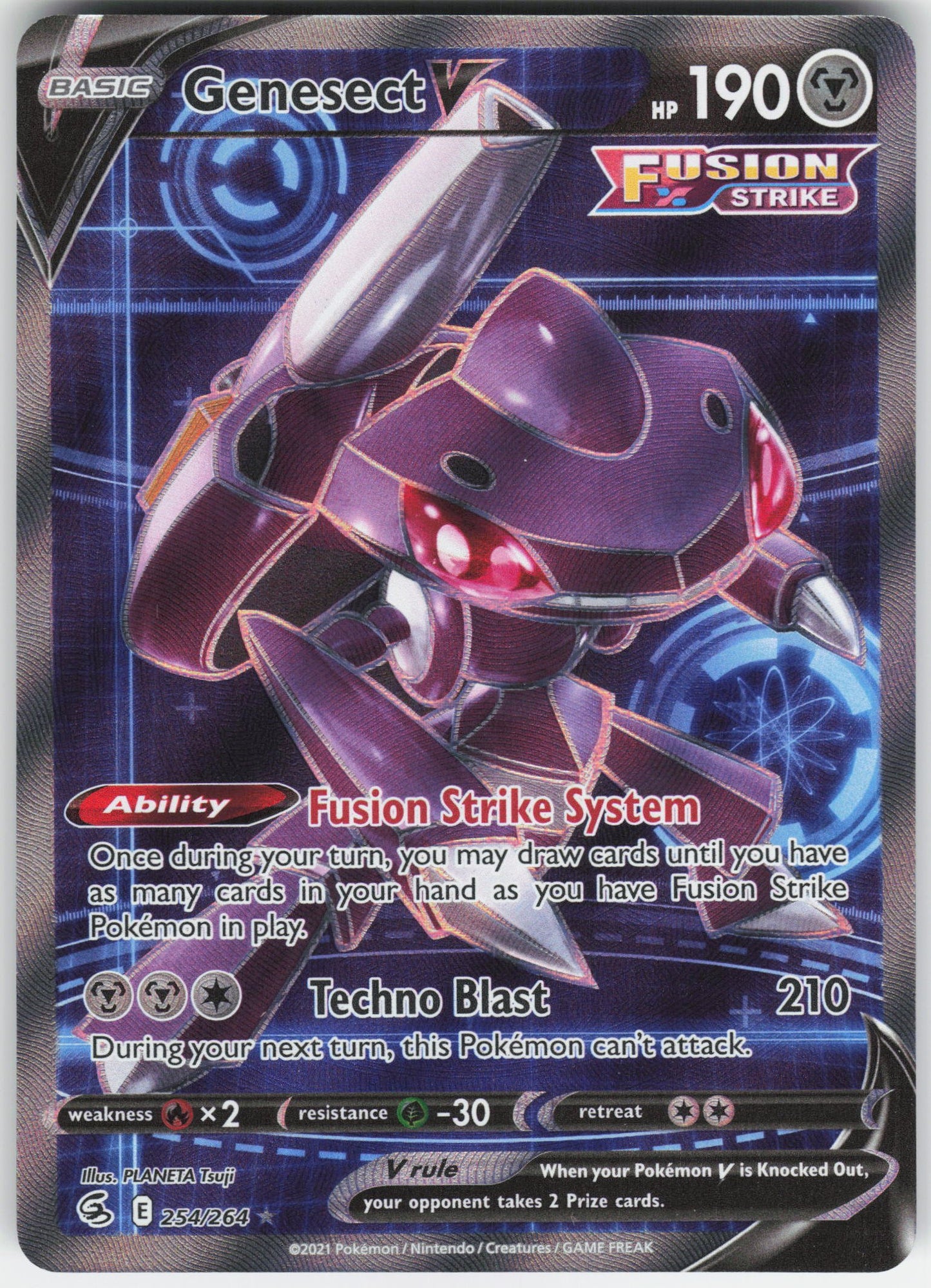 Genesect V (Full Art) Ultra Rare SWSH08: Fusion Strike 254/264 NM