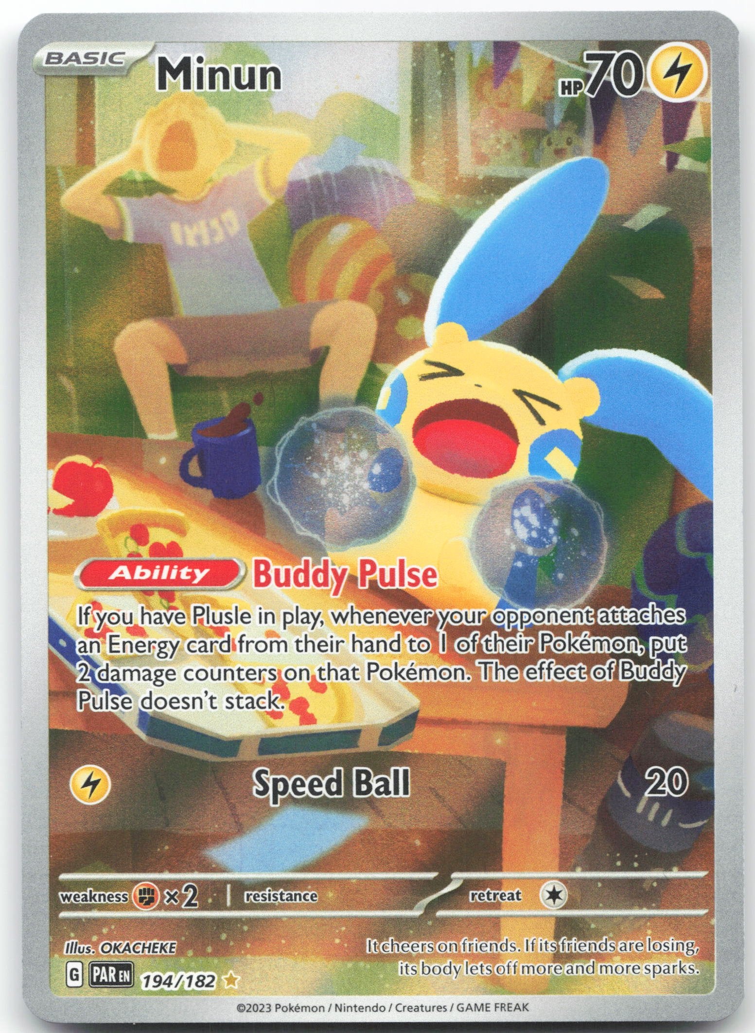 Minun - Illustration Rare SV04: Paradox Rift 194/182 NM