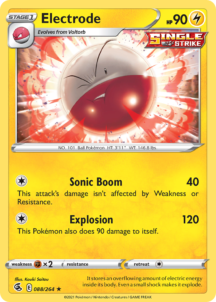 Electrode 088/264 Rare Reverse Holo Fusion Strike NM/LP