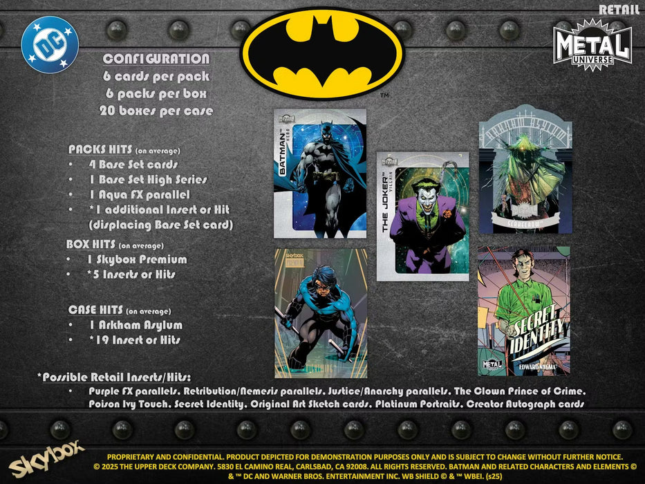 2025 Upper Deck Batman Skybox Metal Universe 6-Pack Blaster Box