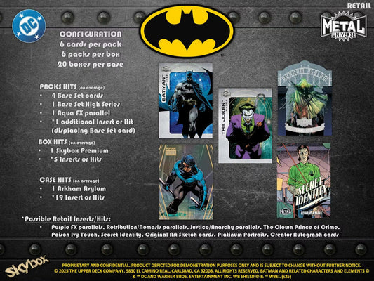 2025 Upper Deck Batman Skybox Metal Universe 6-Pack Blaster Box