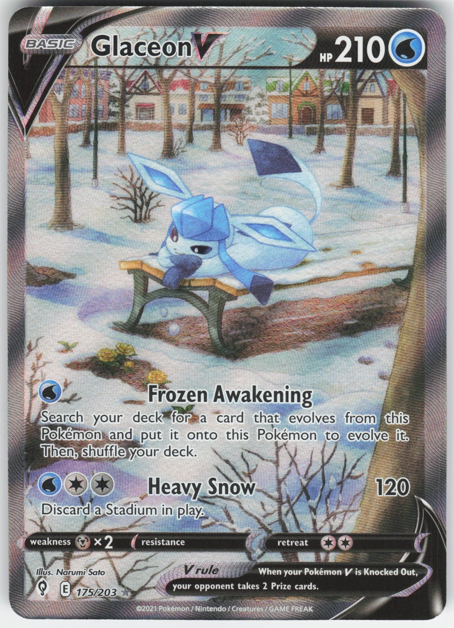 Glaceon V (Alternate Full Art) Ultra Rare SWSH07: Evolving Skies 175/203 NM
